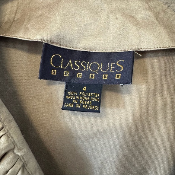 Vintage 90s Y2K Statement Collar Blouse Ruffle Shawl Top Sage Green Womens 4 - Picture 6 of 9